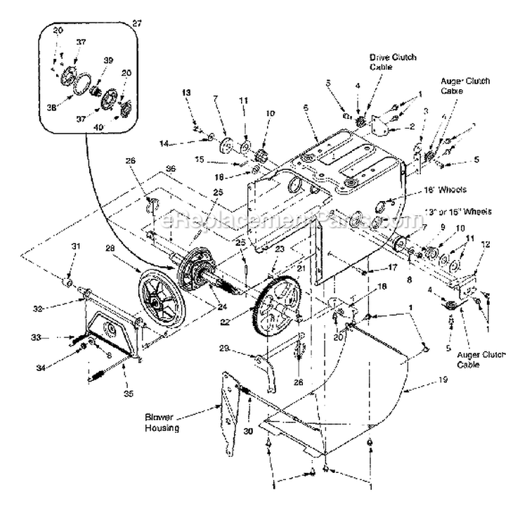 Page C Diagram and Parts List for 31AE600E161 1999 Yard Machines Snow Blower